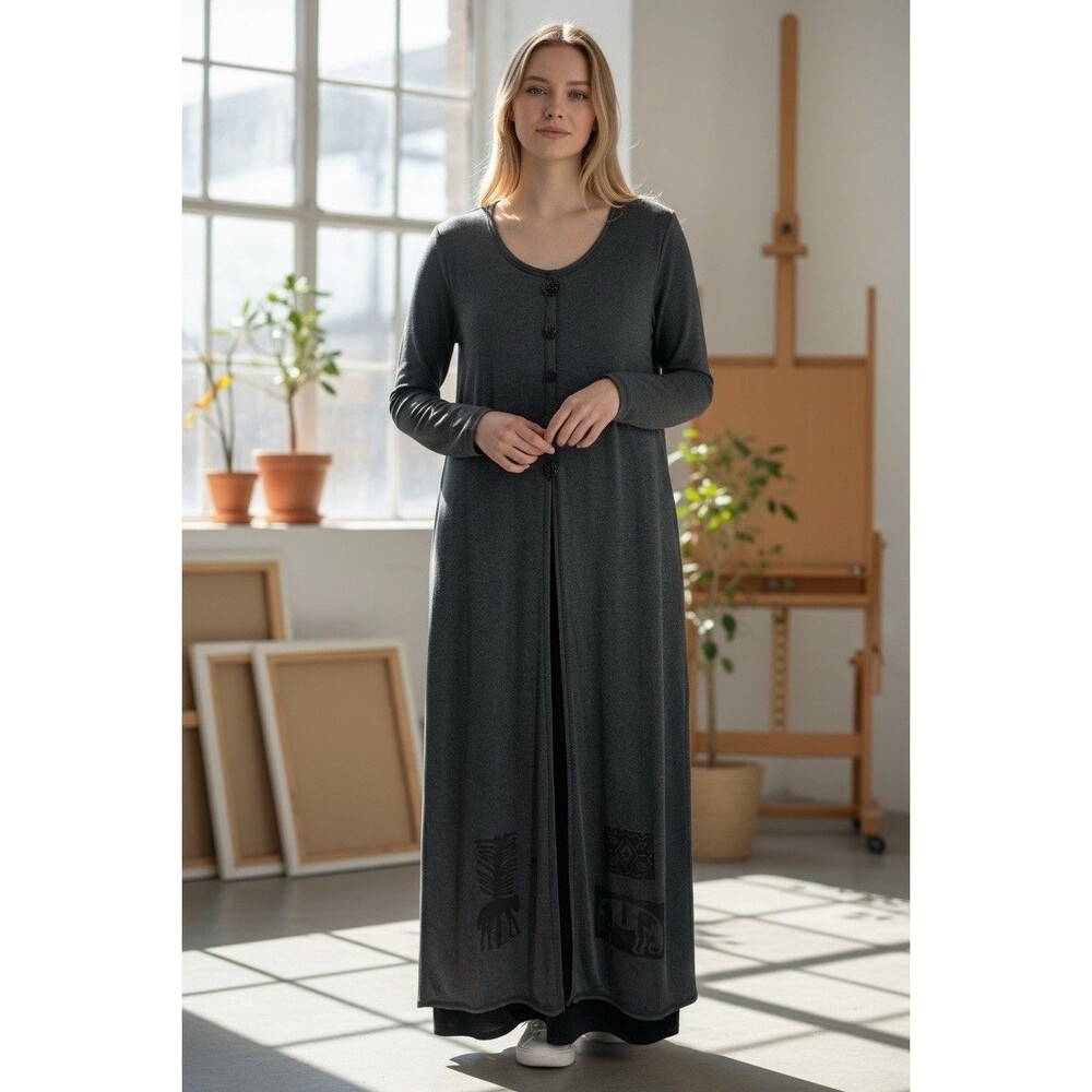 Nina Piccalino Vintage Maxi Gray Dress Size 8 Made In USA 50%Polyester50%Rayon
